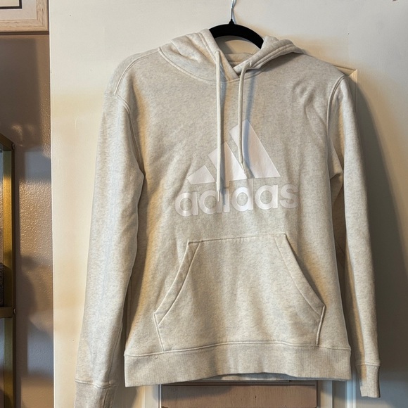 adidas Cream Hoodie with Front Logo - Picture 1 of 5